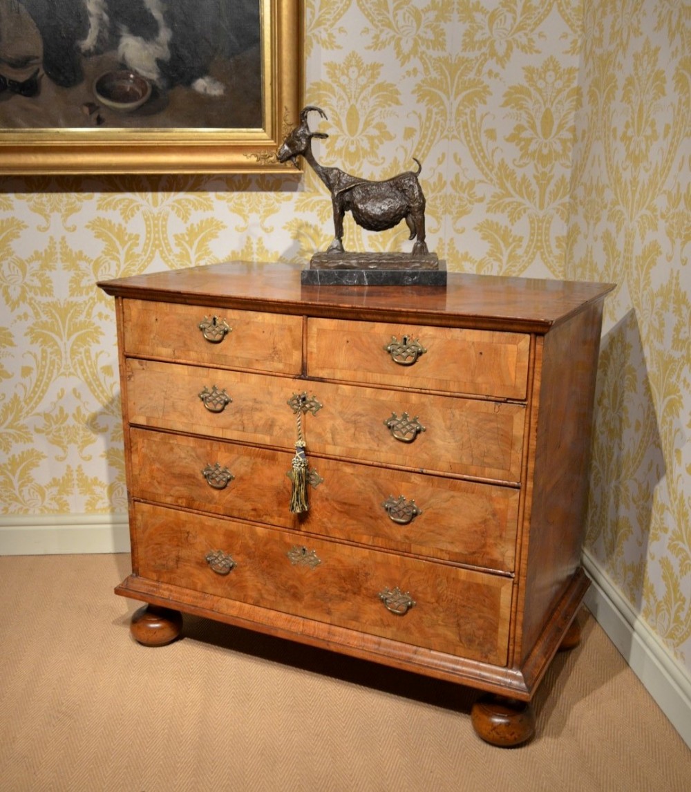 Fabulous 18th Century crossbanded walnut chest with superb colour and patination.