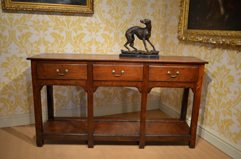 Fabulous 18th Century Oak Pot Board Dresser Base of good proportions.