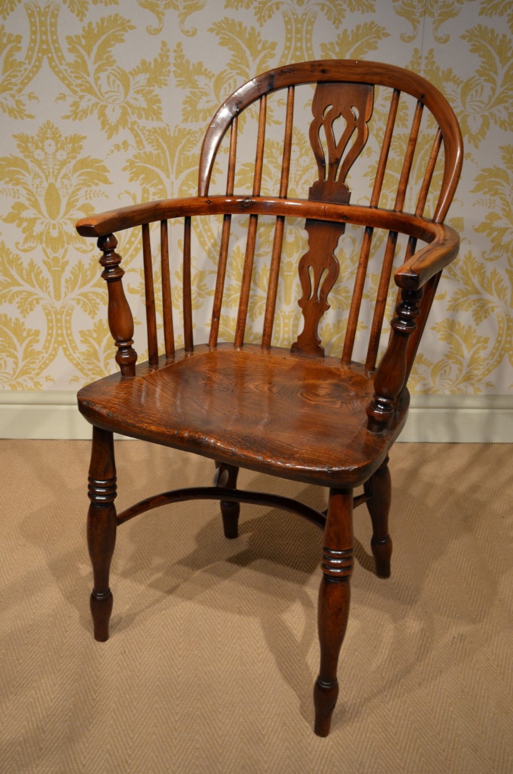 Fabulous 19th Century Yew Wood  Lowback Windsor Chair stamped J Spencer