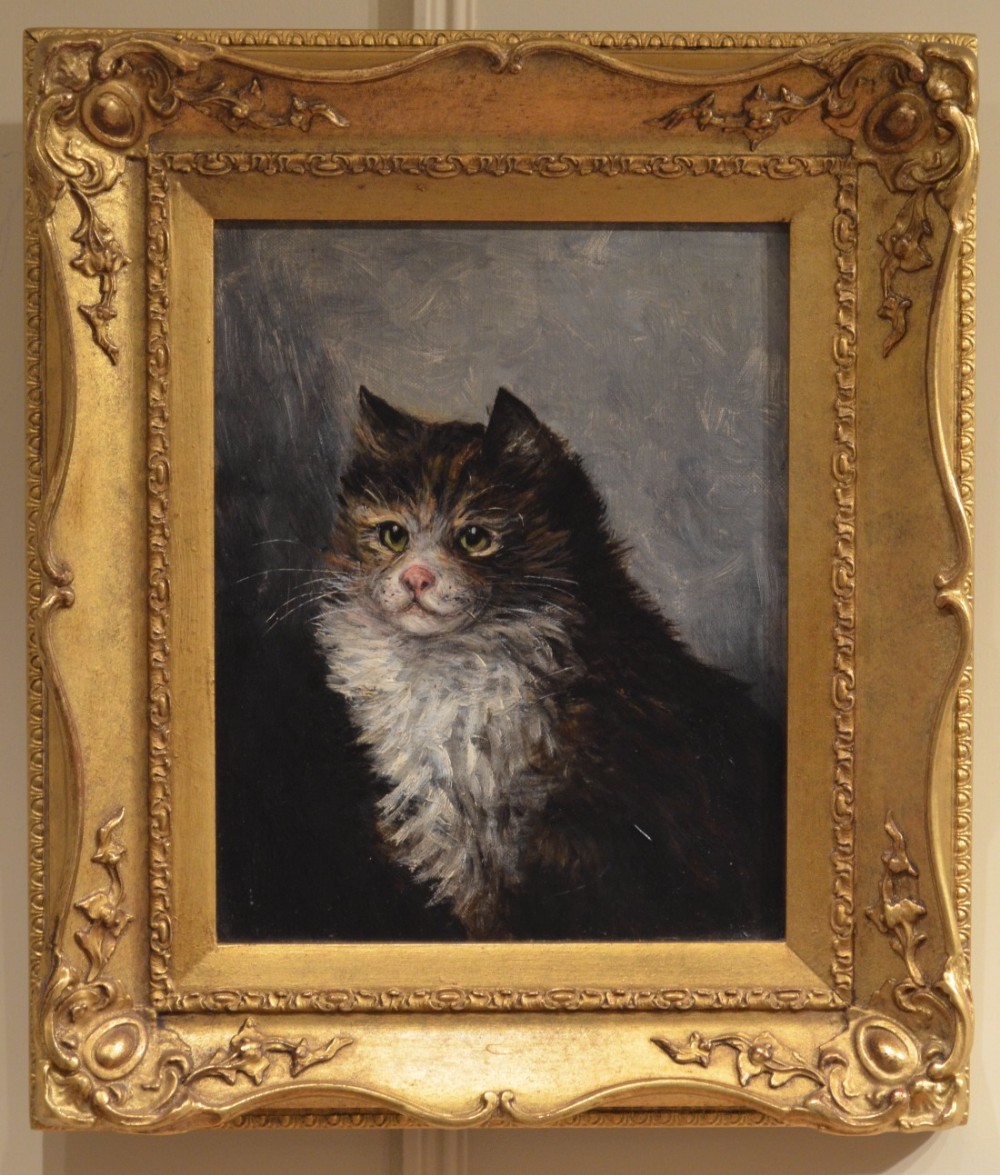 Lovely 19th Century Oil on canvas Portrait of a Cat