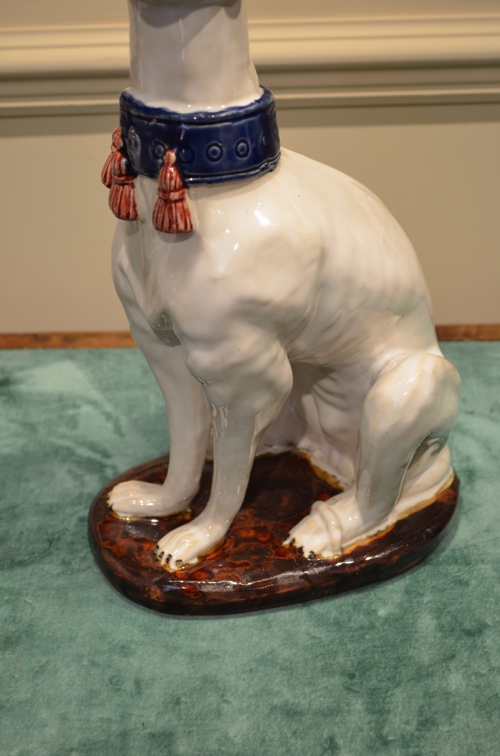 A Stunning Pair of French Faience Dogs. View V