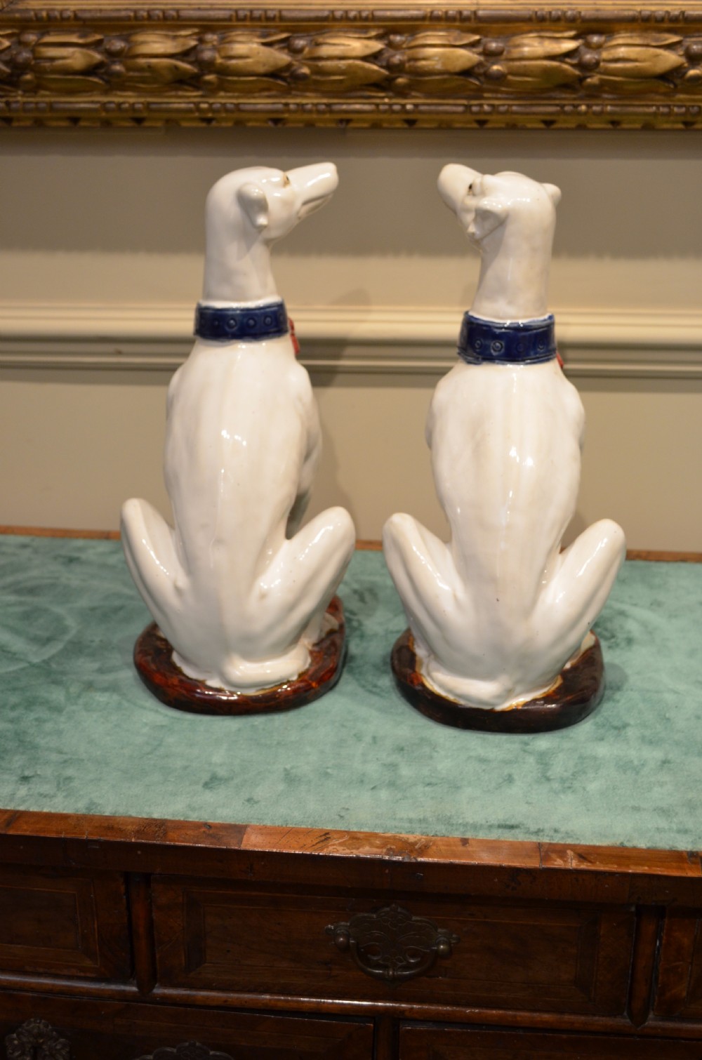 A Stunning Pair of French Faience Dogs. View VIII