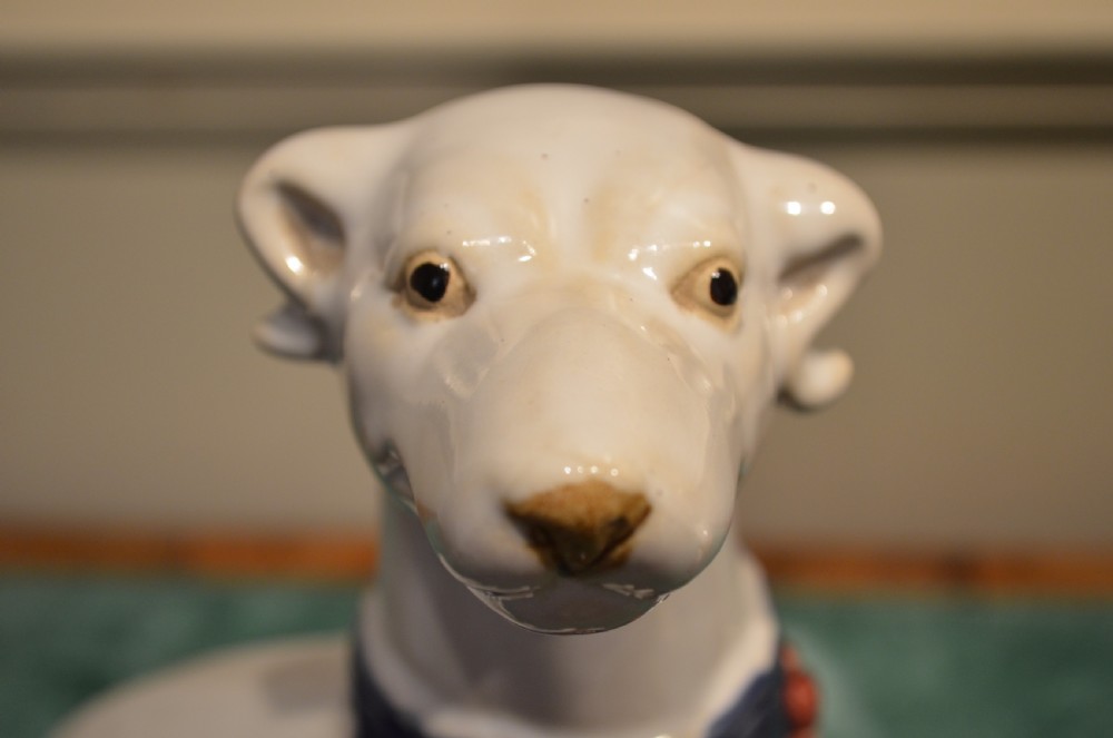 A Stunning Pair of French Faience Dogs. View XII