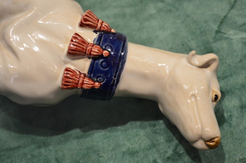A Stunning Pair of French Faience Dogs. View XVII