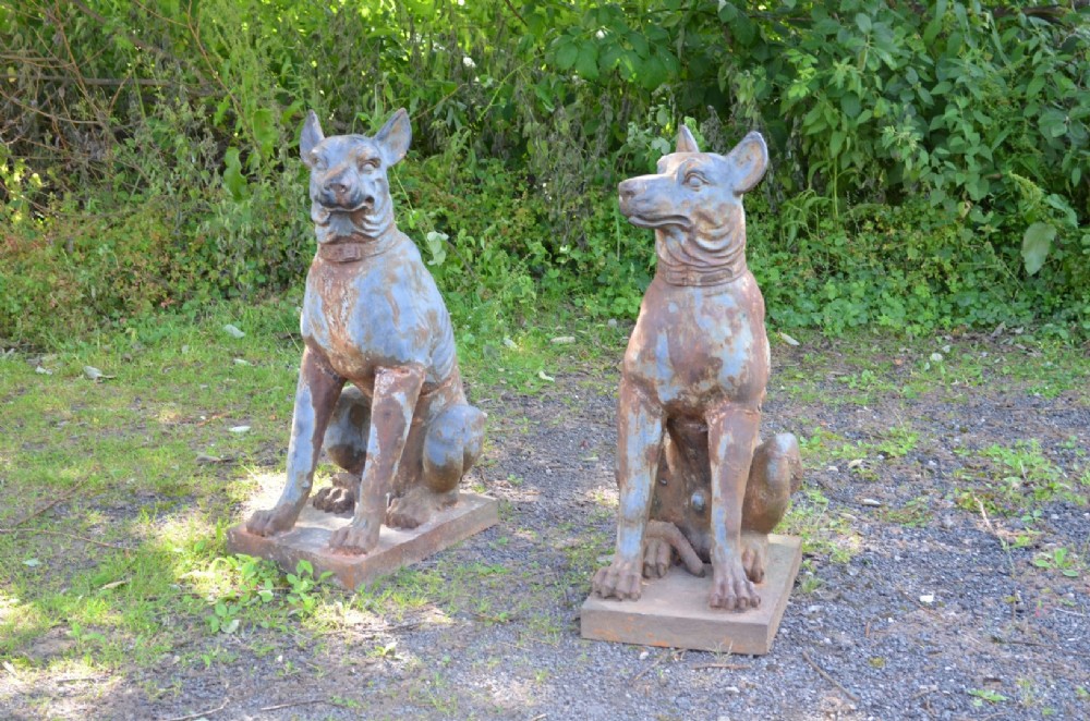 Fabulous 19th Century Pair of  Life Size Cast Iron Dogs. Decorative and Unsual