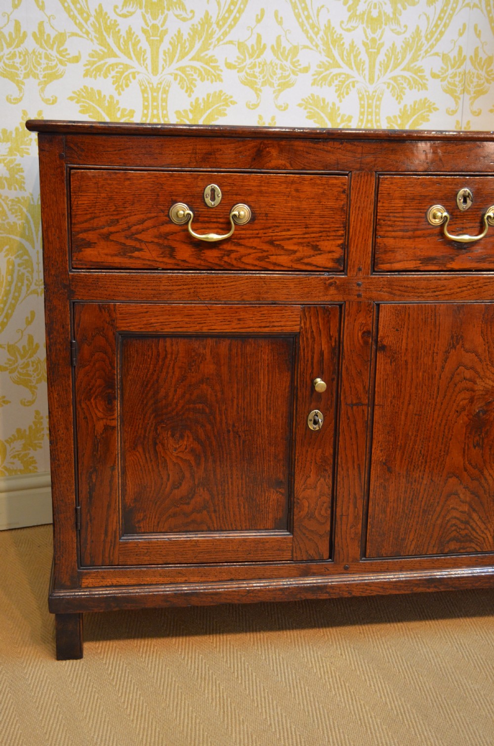 Superb George III Oak Cupboard Dresser Base with fabulous colour and proportions View II