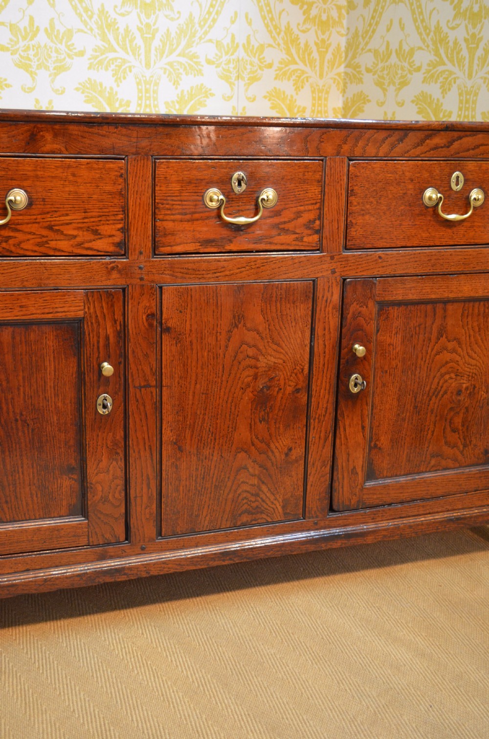 Superb George III Oak Cupboard Dresser Base with fabulous colour and proportions View III