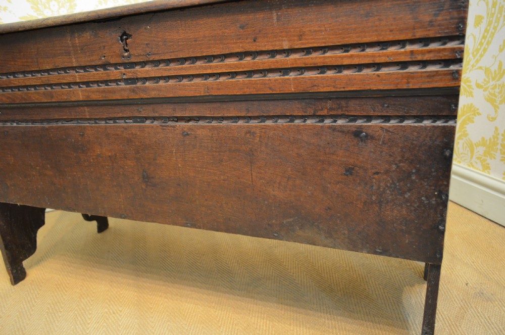 Early 18th Century Oak six plank coffer View II