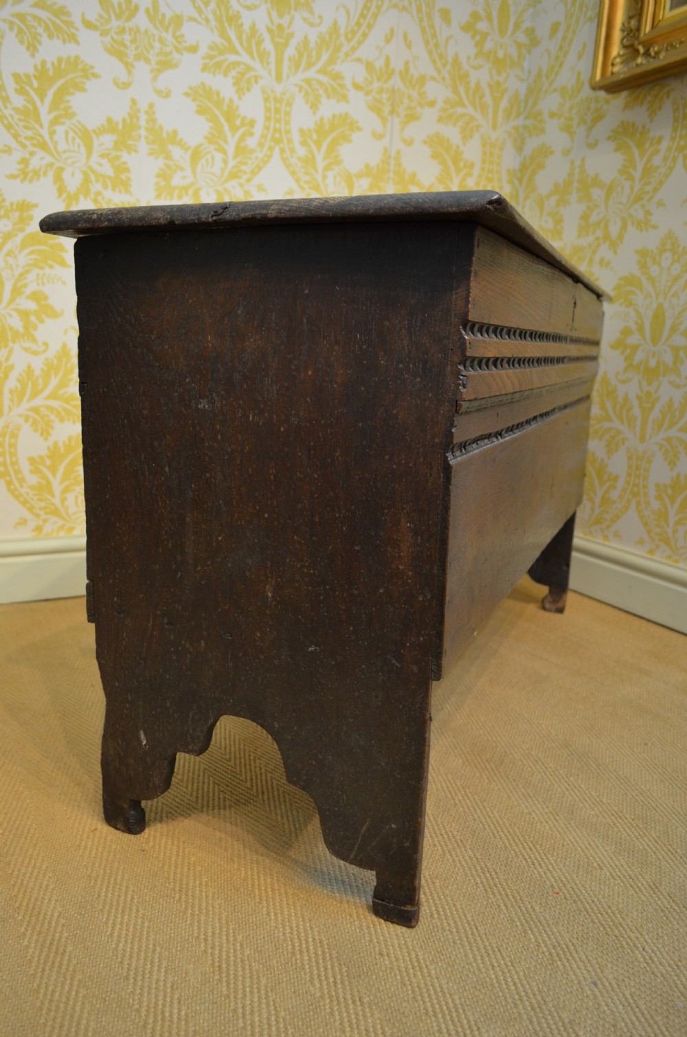 Early 18th Century Oak six plank coffer View IX