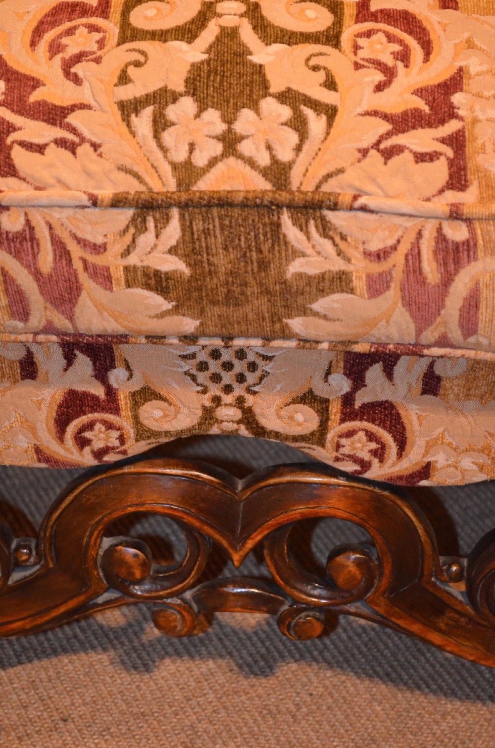 Fabulous Late 19th Century Wing Armchair with decorative carved stretchers C1890 View VIII