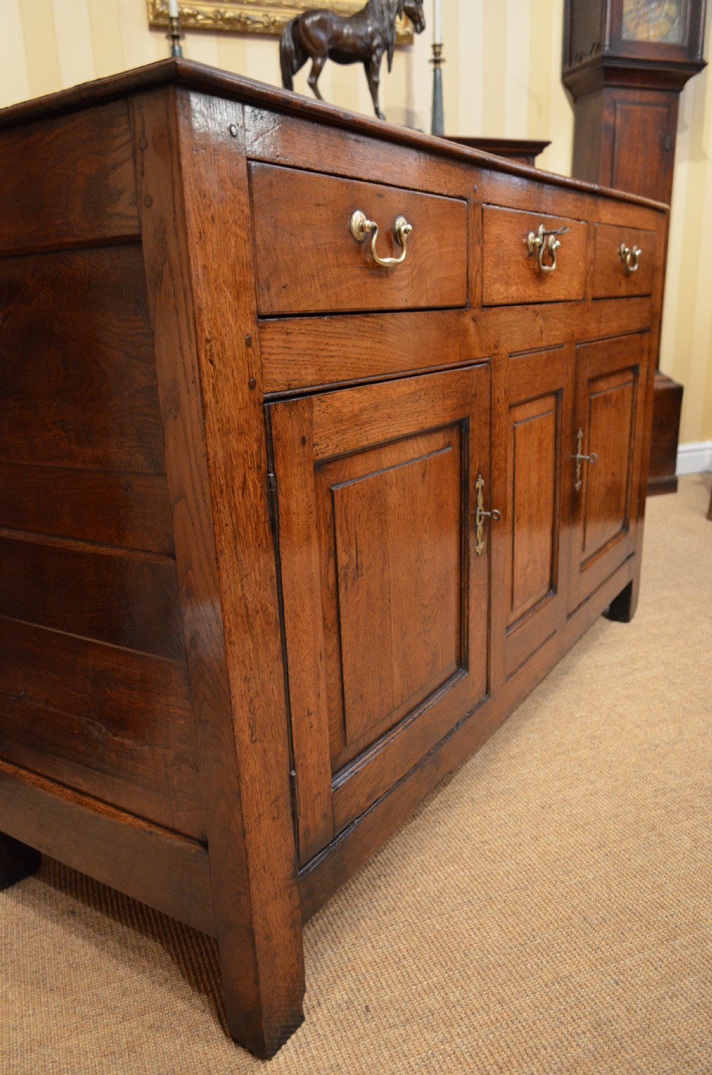 Georgian Oak Cupboard Base Dresser with Drawers. View XX