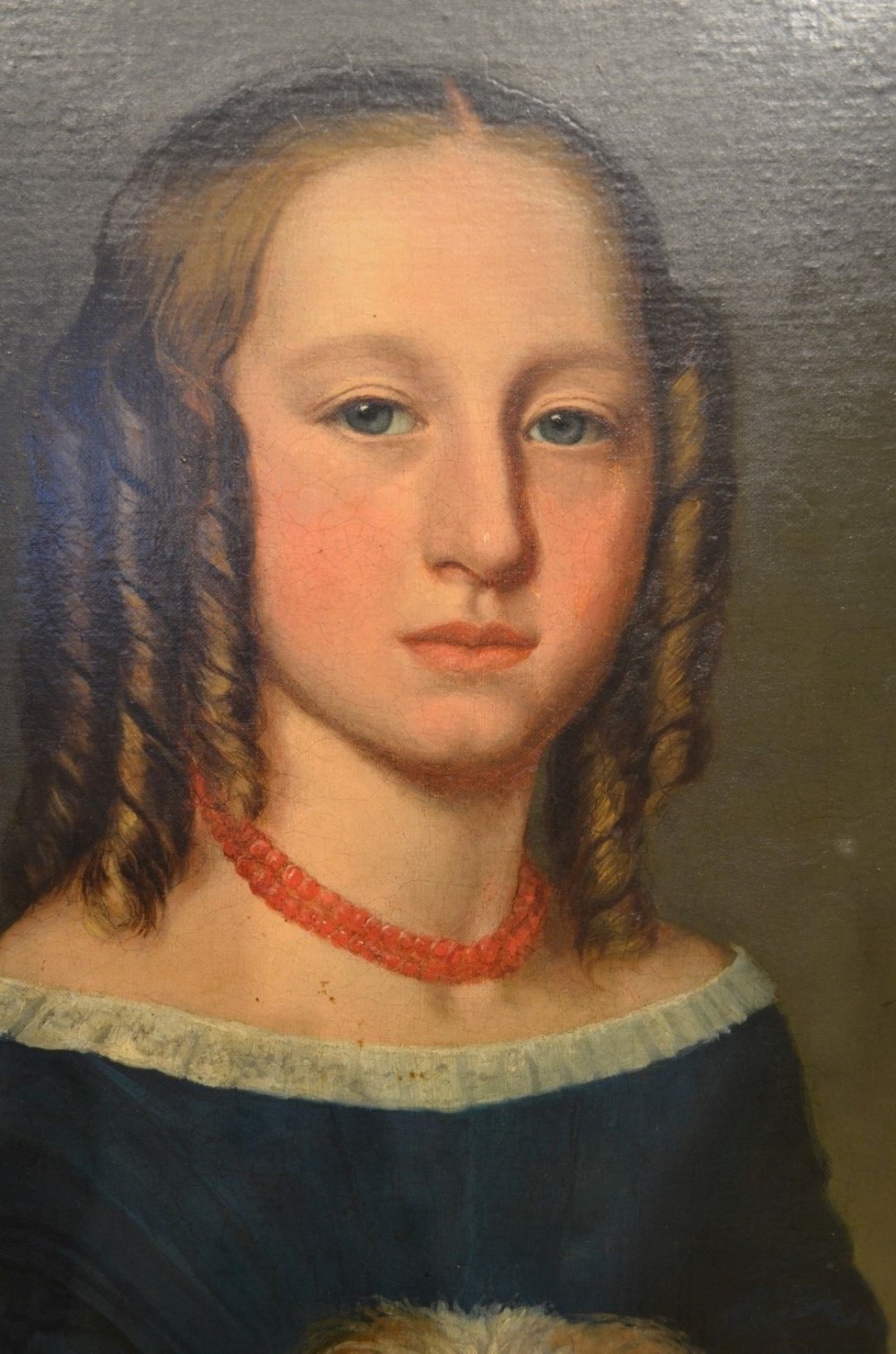 Fabulous 19th Century Portrait of a young girl and her dog