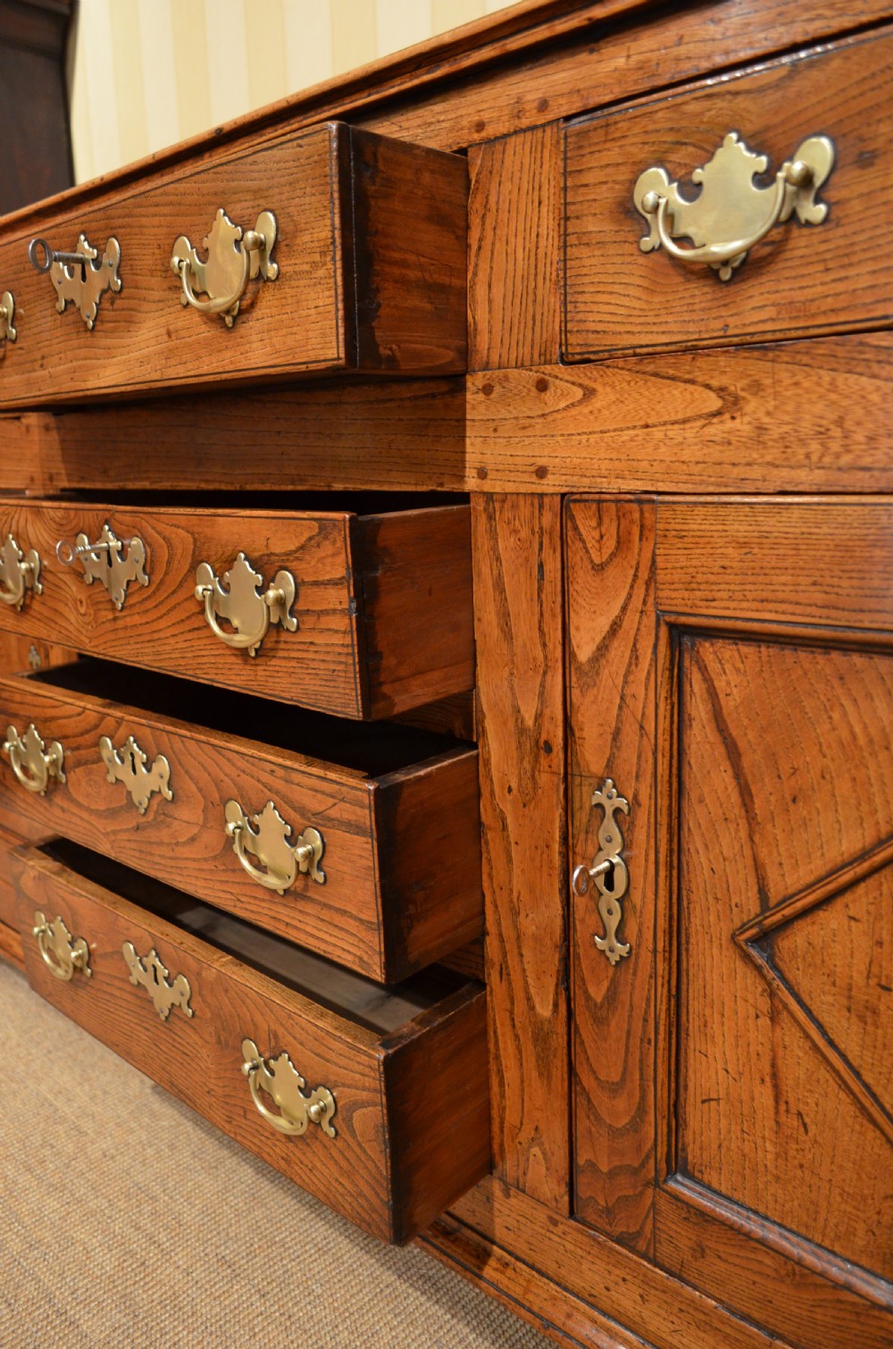 A Rare Georgian Elm Cupboard Dresser  Base.. View IX