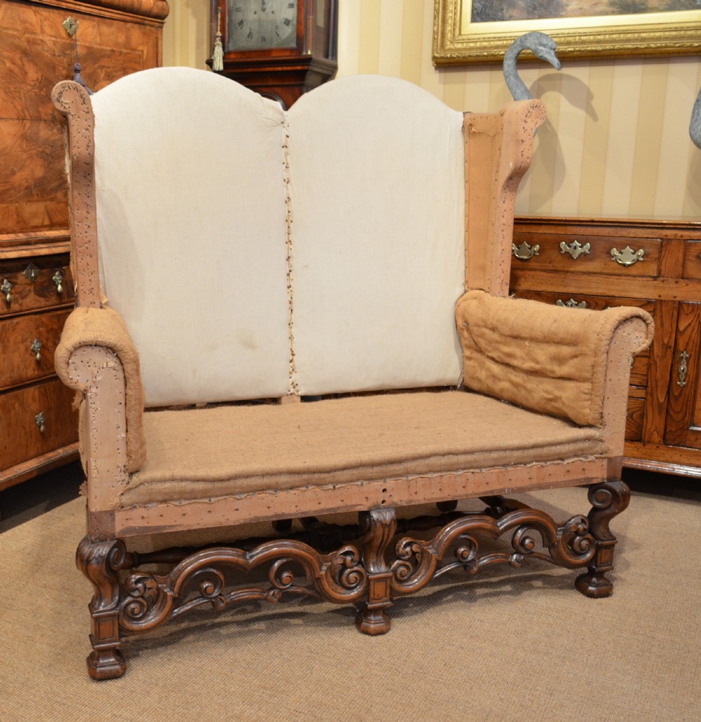 A Stunning Walnut William and Mary Style Settee.