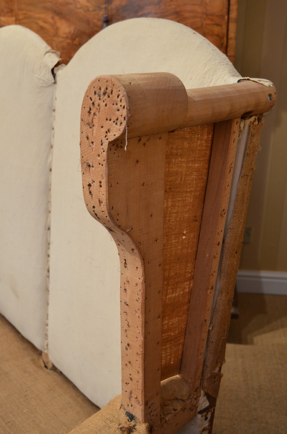 A Stunning Walnut William and Mary Style Settee. View VI
