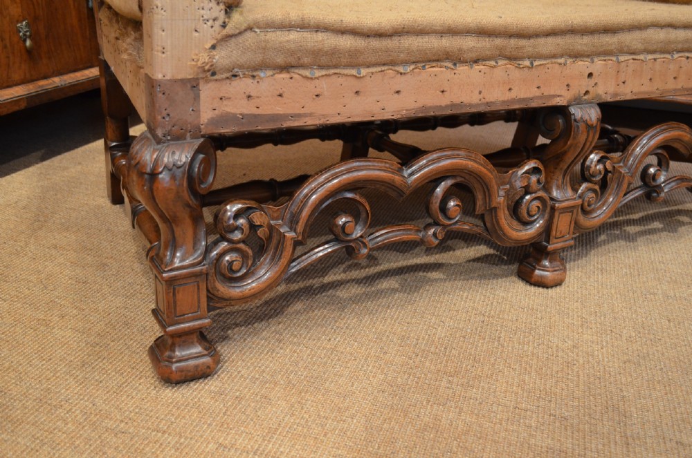A Stunning Walnut William and Mary Style Settee. View X
