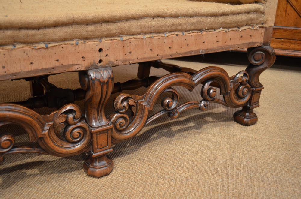 A Stunning Walnut William and Mary Style Settee. View XI