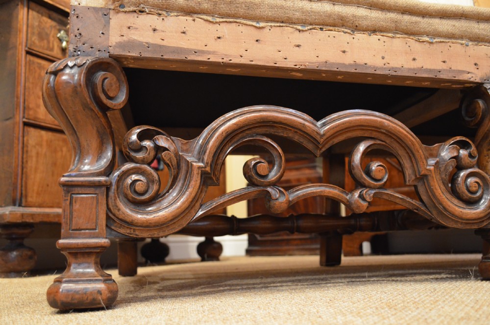 A Stunning Walnut William and Mary Style Settee. View XII