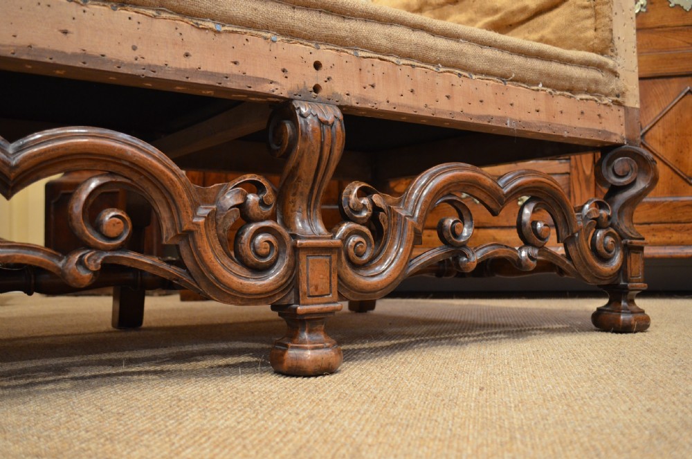 A Stunning Walnut William and Mary Style Settee. View XIII