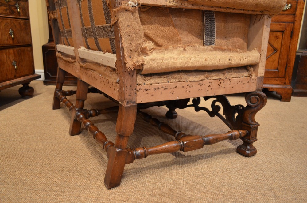 A Stunning Walnut William and Mary Style Settee. View XV