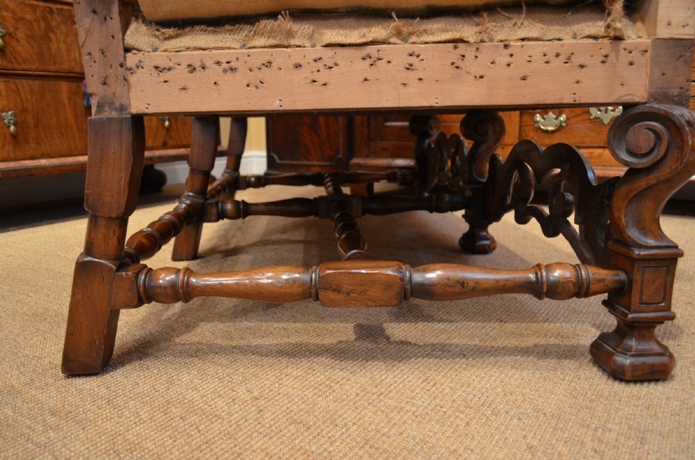 A Stunning Walnut William and Mary Style Settee. View XVI