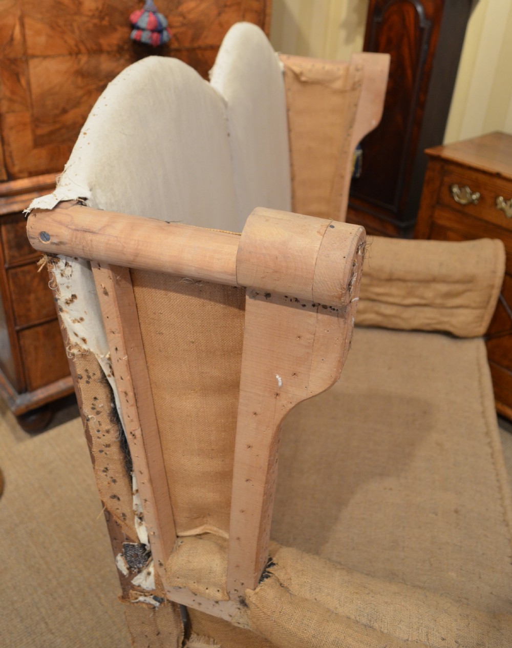 A Stunning Walnut William and Mary Style Settee. View XVIII