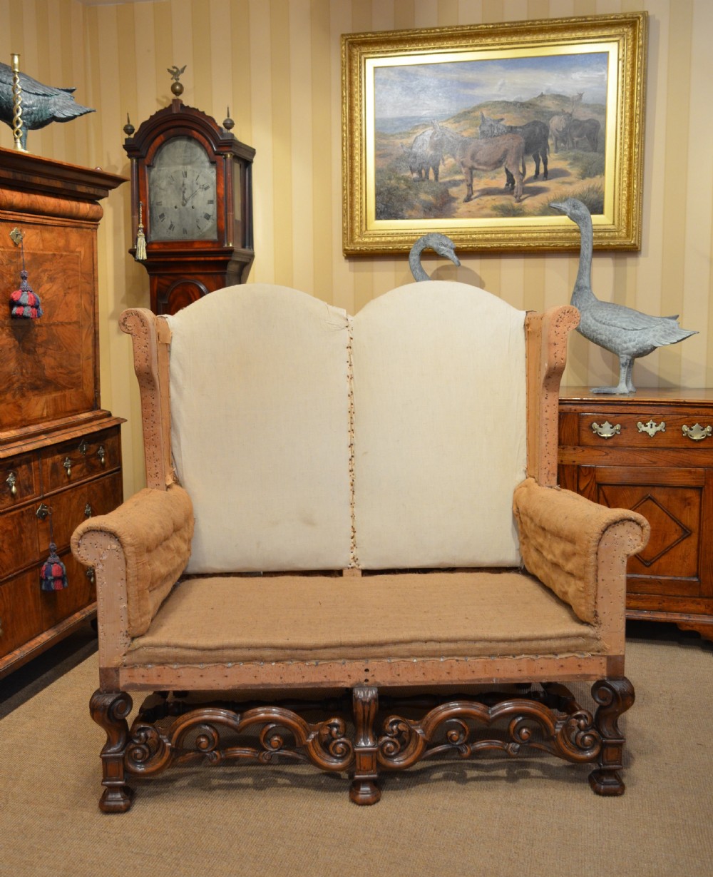 A Stunning Walnut William and Mary Style Settee. View XX
