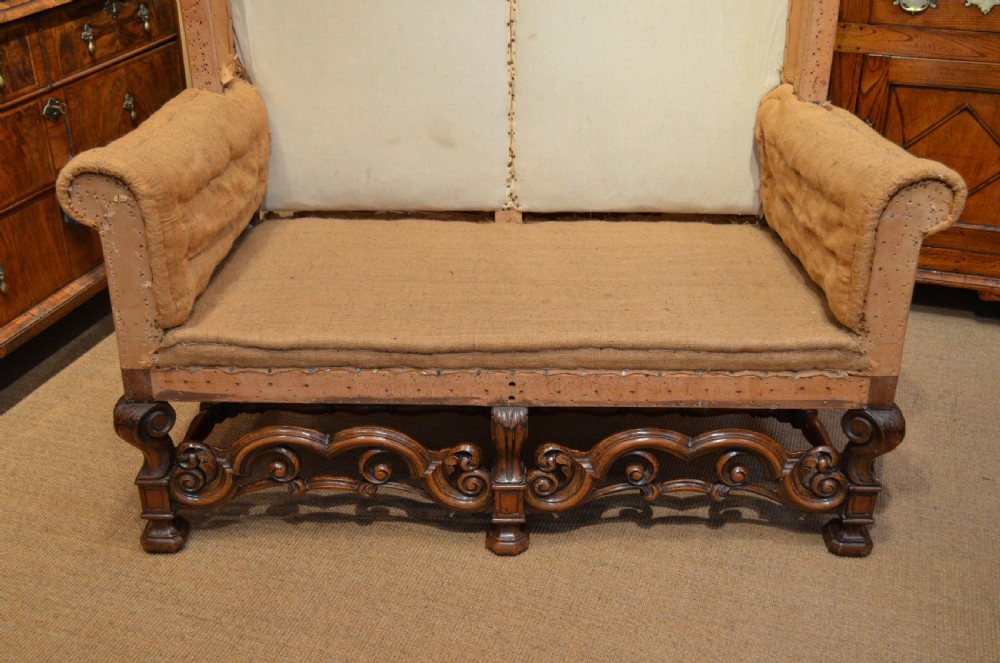 A Stunning Walnut William and Mary Style Settee. View XXI