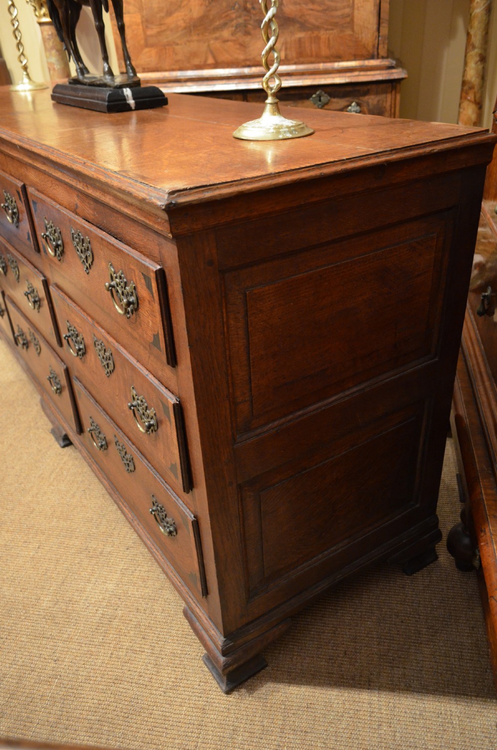 A Very Impressive Oak Dresser Base with nine drawers. View XI