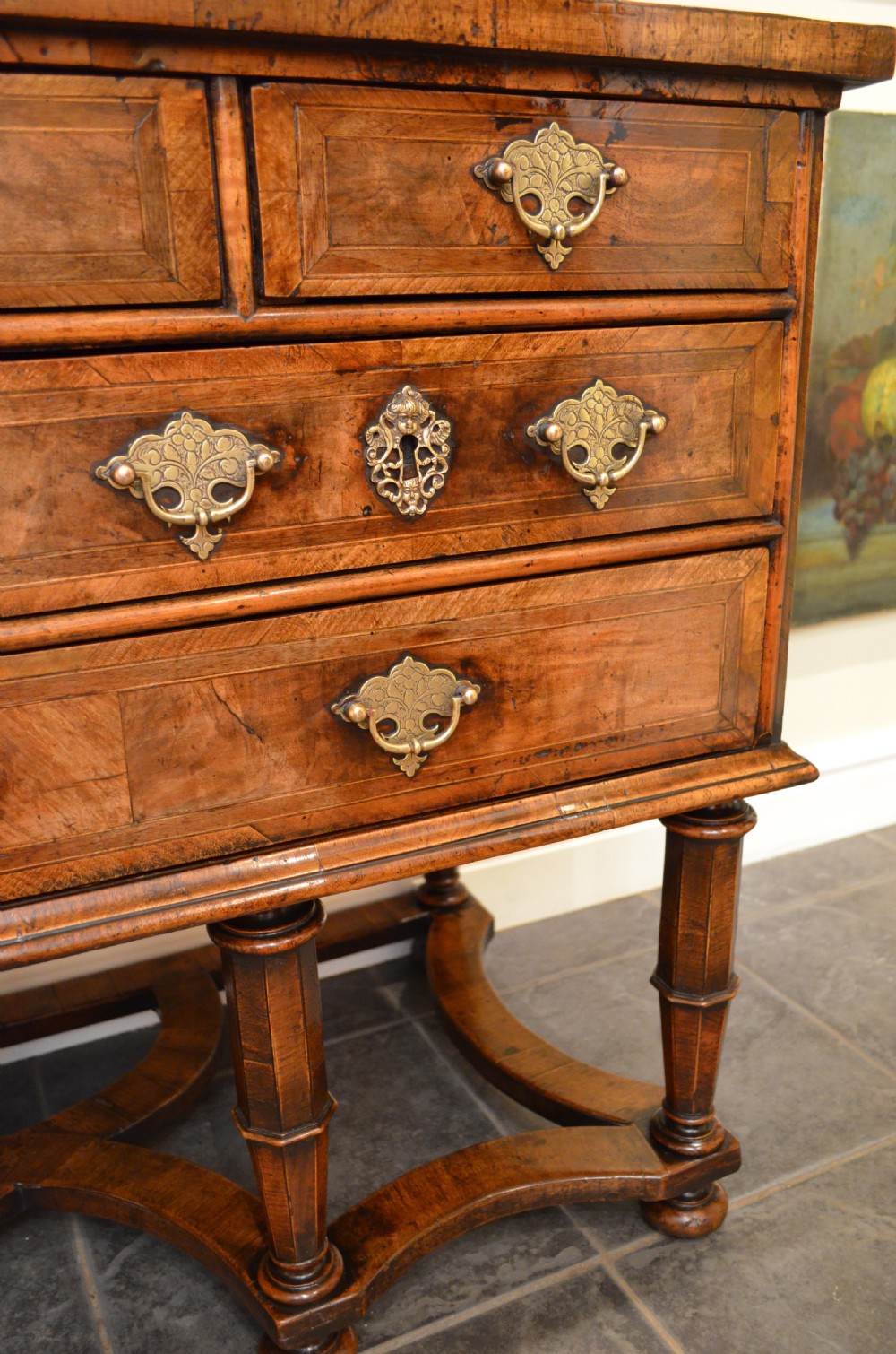 Stunning 18th Century Walnut Leather Topped Chest on Stand View X
