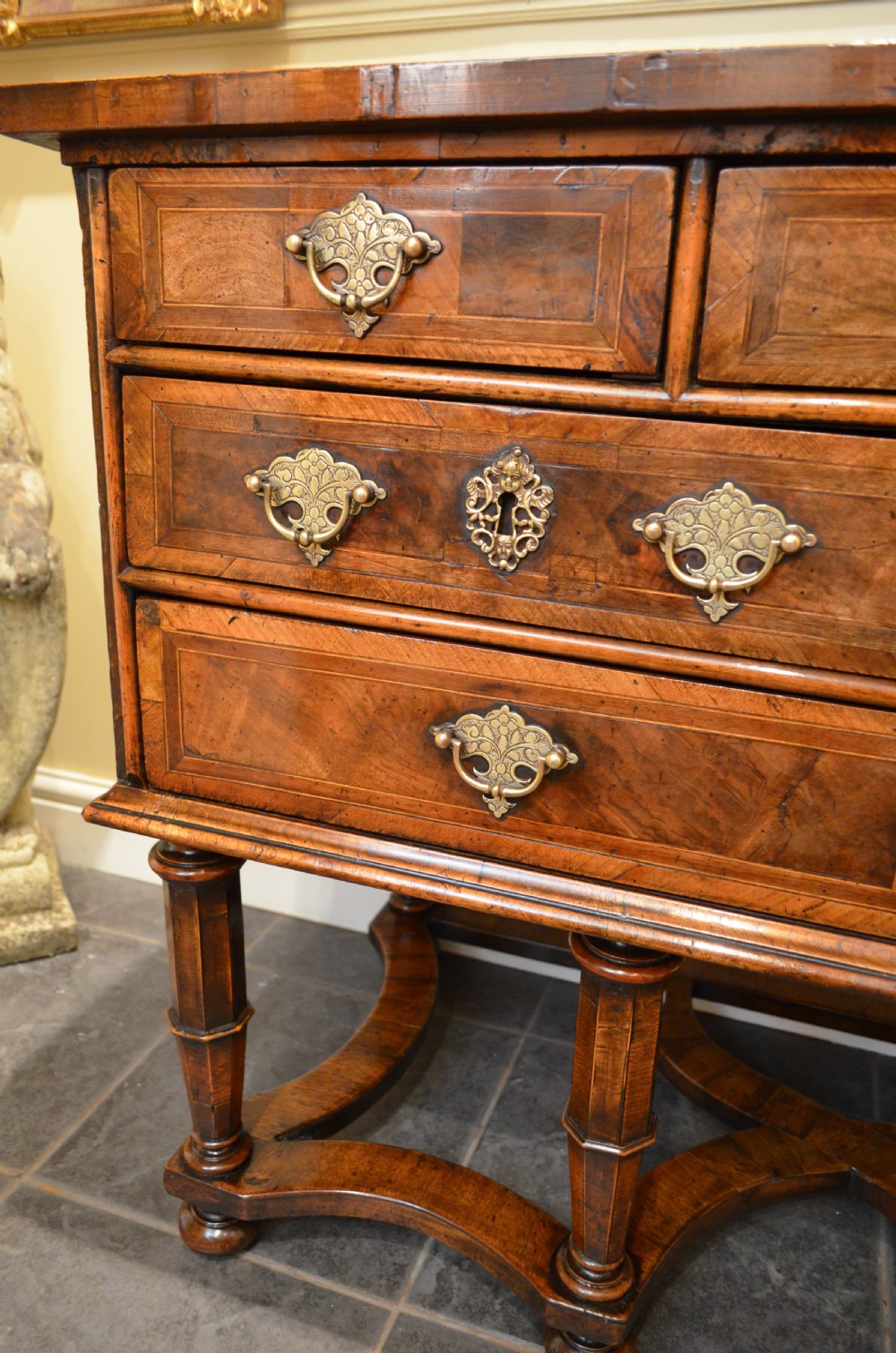 Stunning 18th Century Walnut Leather Topped Chest on Stand View XI