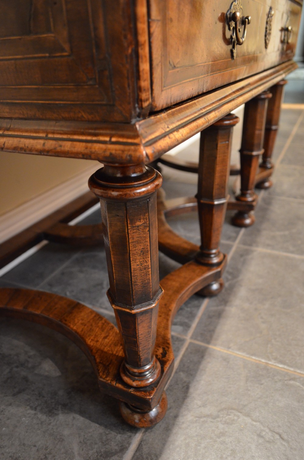 Stunning 18th Century Walnut Leather Topped Chest on Stand View XVI