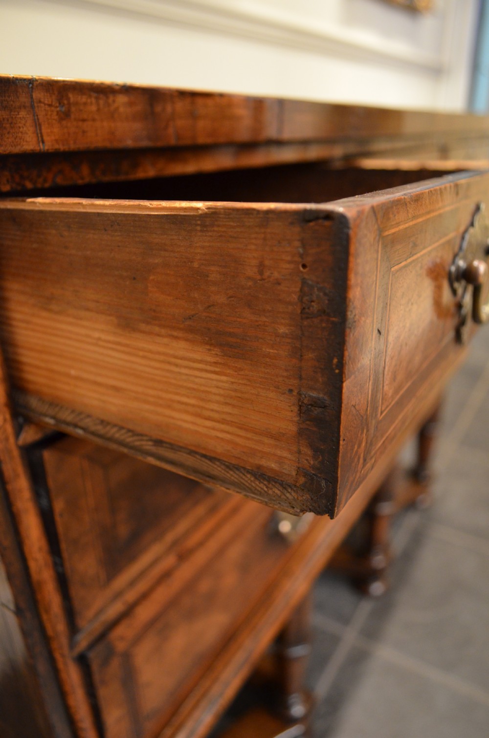 Stunning 18th Century Walnut Leather Topped Chest on Stand View XXIII