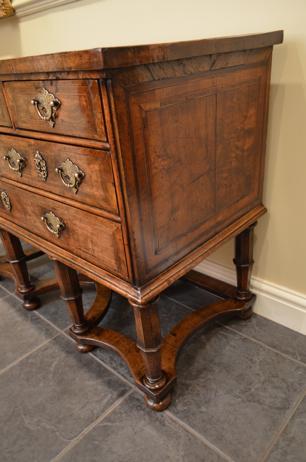 Stunning 18th Century Walnut Leather Topped Chest on Stand View XXIV