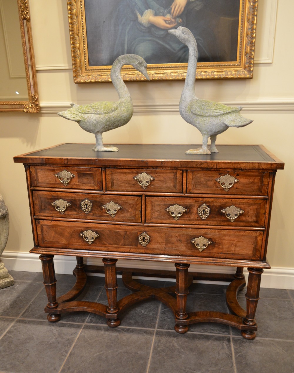 Stunning 18th Century Walnut Leather Topped Chest on Stand View XXVII