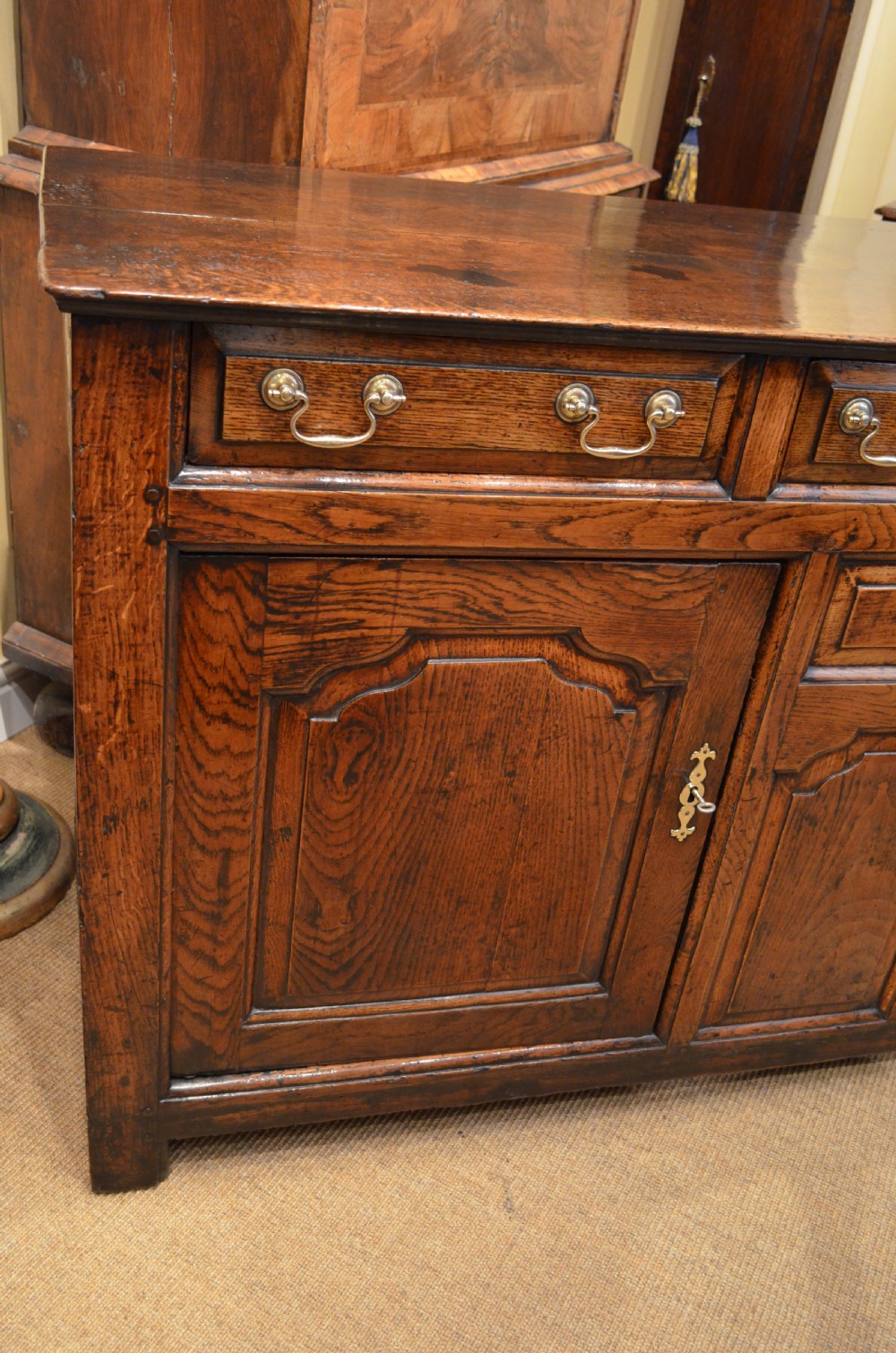 SOLD to a New Client. Georgian Oak Cupboard Dresser Base. View III