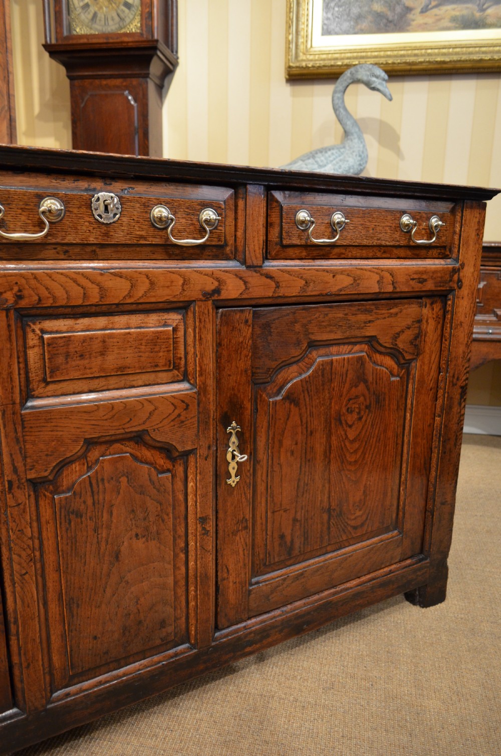 SOLD to a New Client. Georgian Oak Cupboard Dresser Base. View V