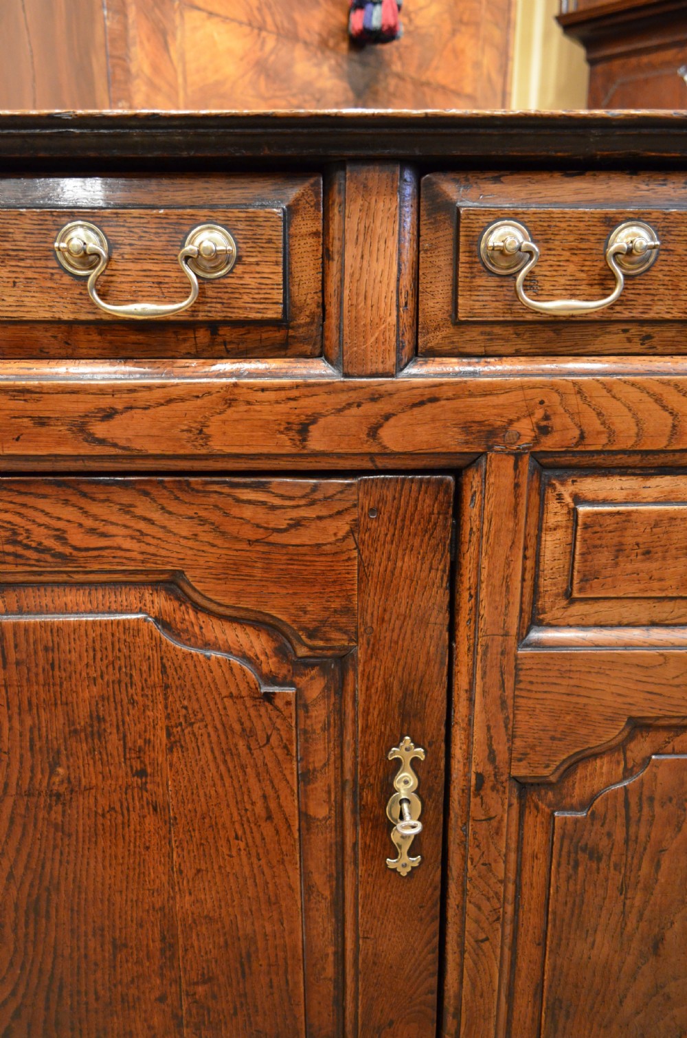SOLD to a New Client. Georgian Oak Cupboard Dresser Base. View VIII