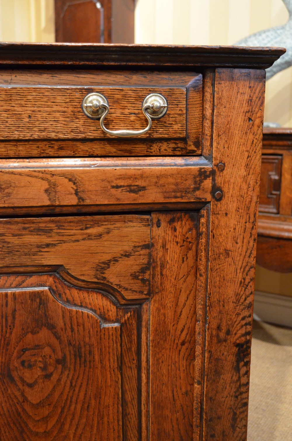 SOLD to a New Client. Georgian Oak Cupboard Dresser Base. View X