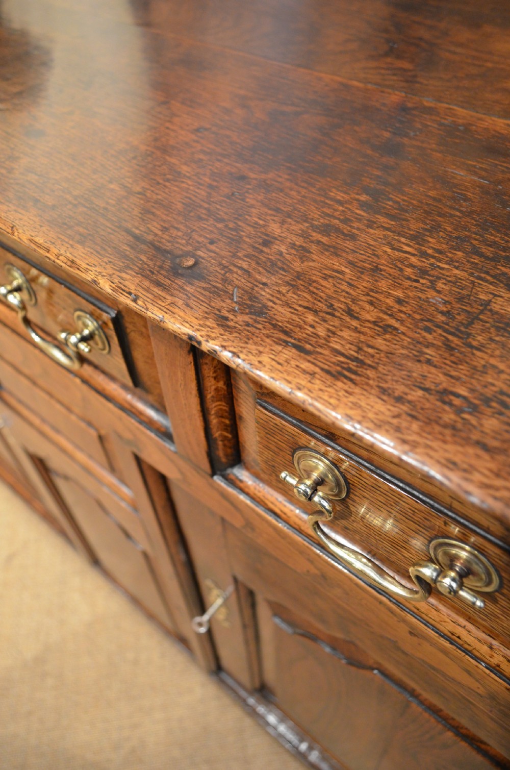 SOLD to a New Client. Georgian Oak Cupboard Dresser Base. View XVIII