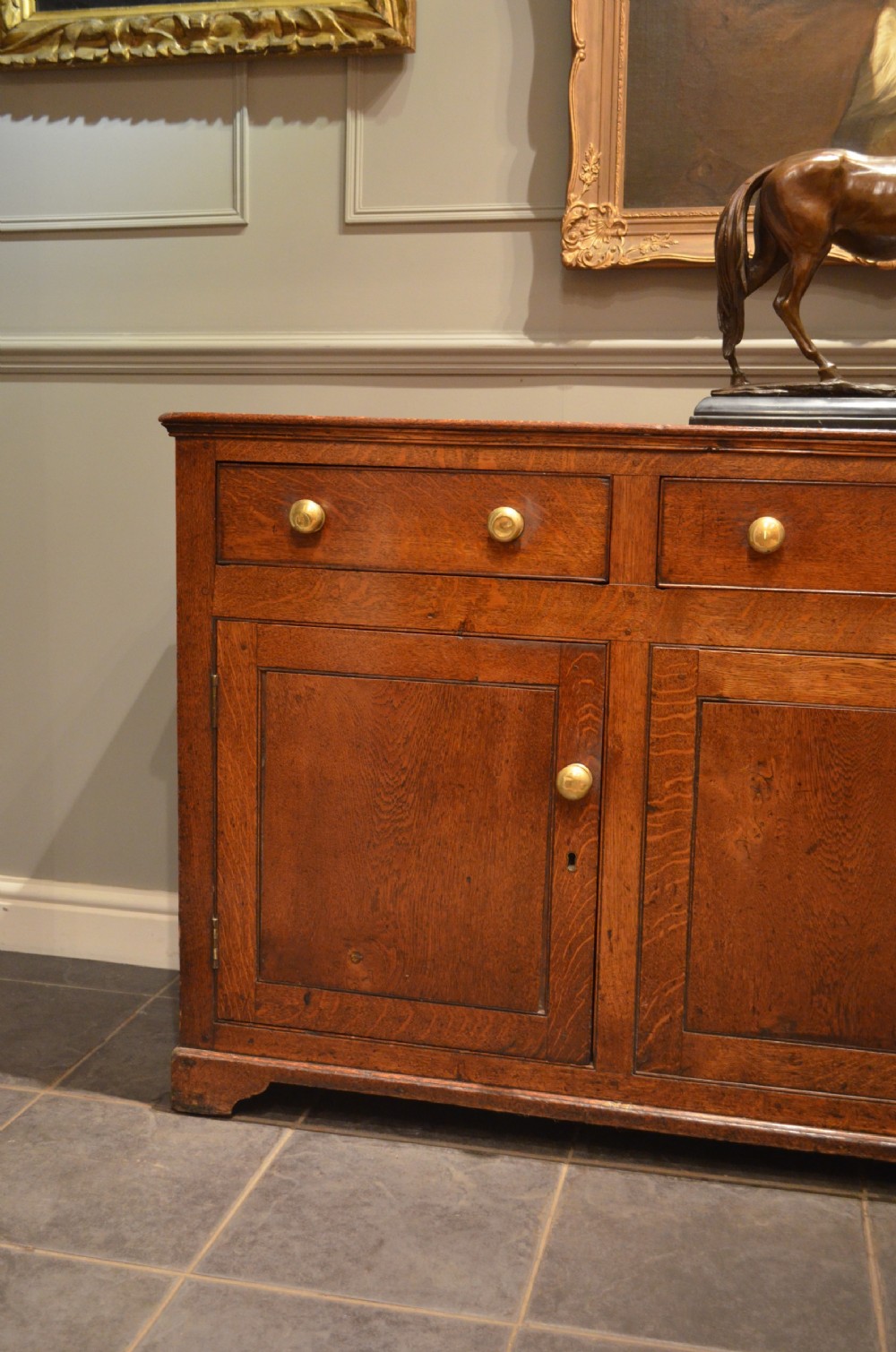 Early 19th Century Oak Cupboard Dresser Base.  View IV