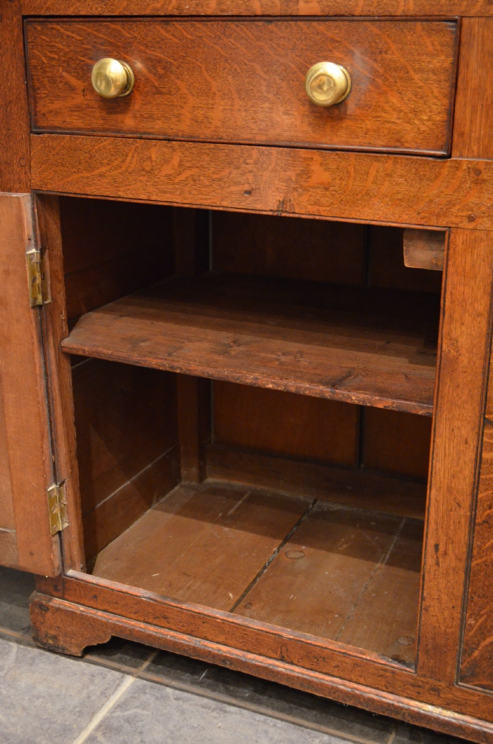 Early 19th Century Oak Cupboard Dresser Base.  View VIII