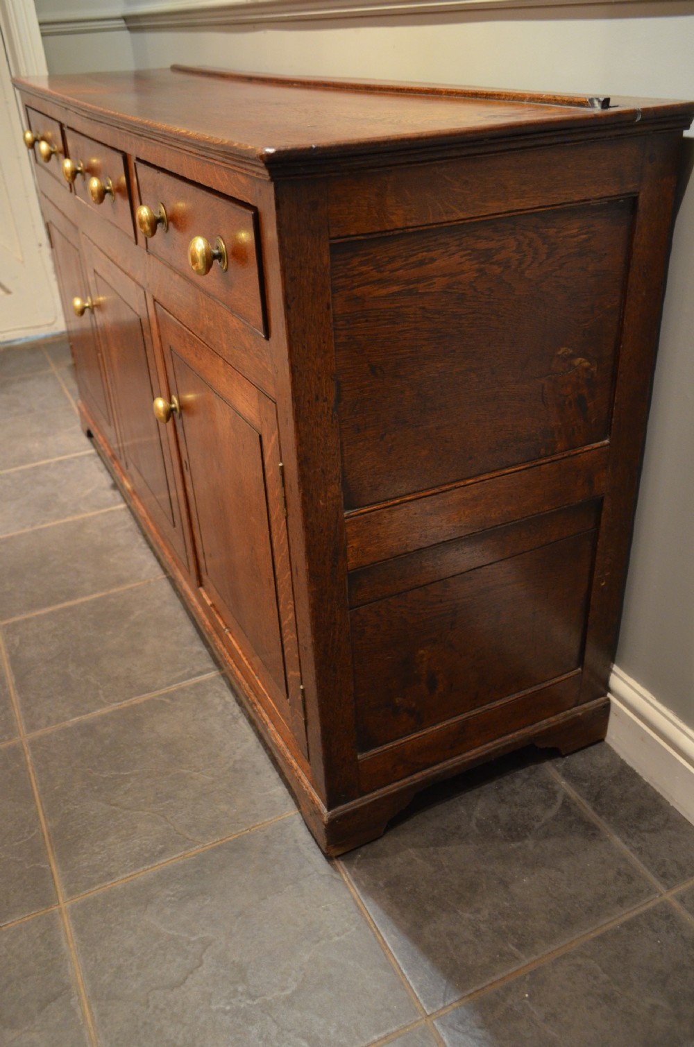Early 19th Century Oak Cupboard Dresser Base.  View XII