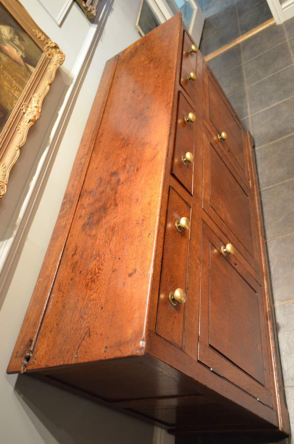 Early 19th Century Oak Cupboard Dresser Base.  View XIV