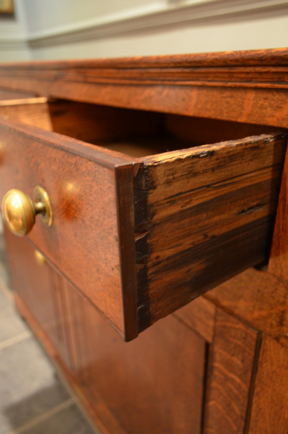 Early 19th Century Oak Cupboard Dresser Base.  View XVI