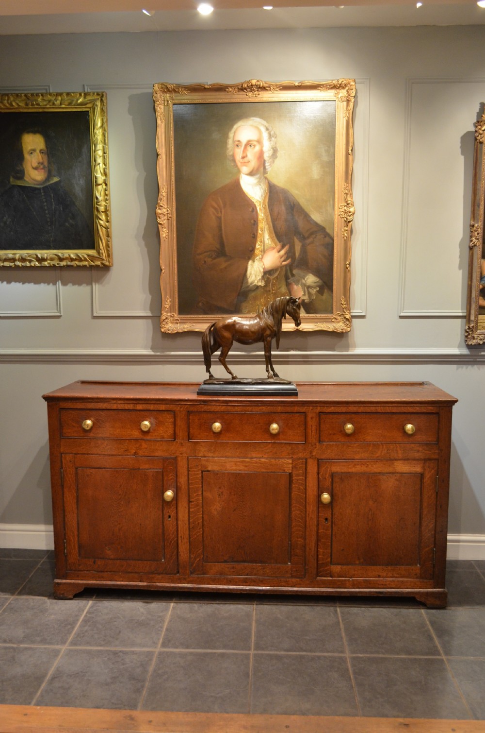 Early 19th Century Oak Cupboard Dresser Base.  View XX