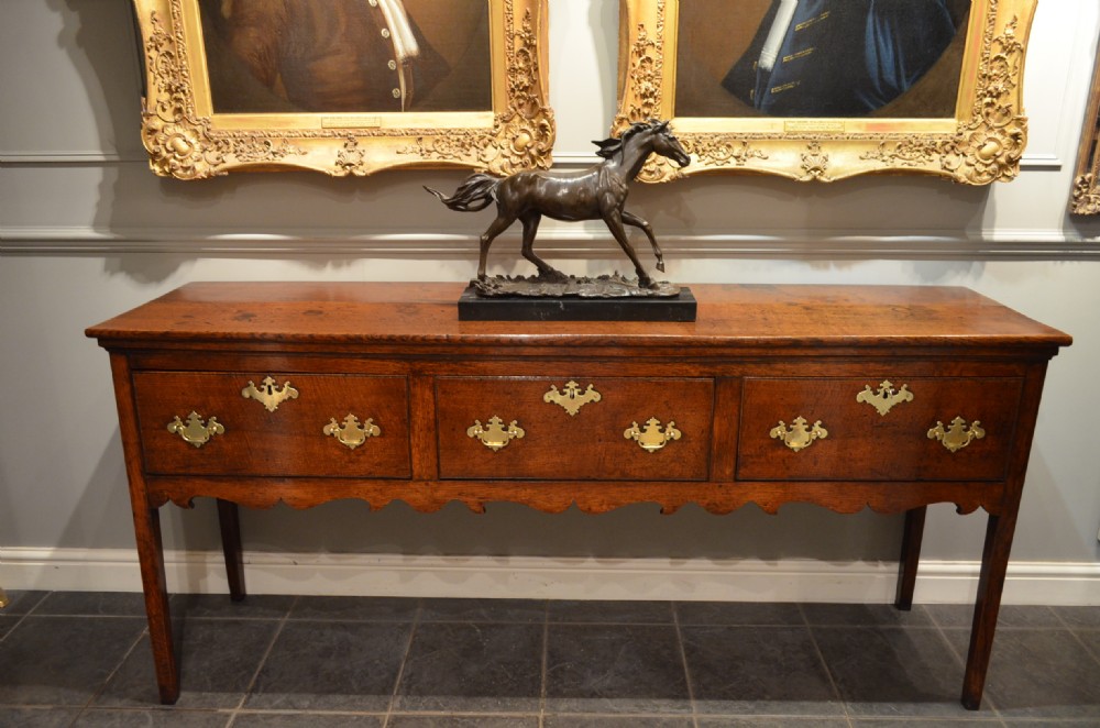 A Stunning Georgian Oak Three Drawer Dresser Base