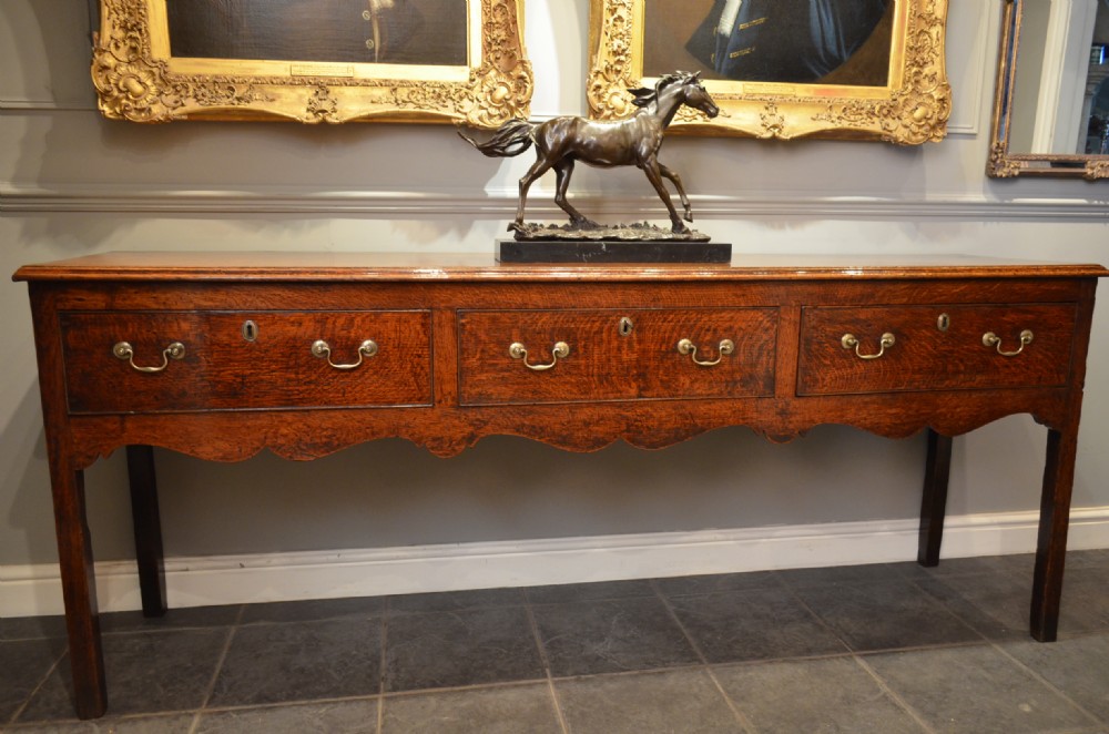 A Stunning Oak Three Drawer Dresser Base.