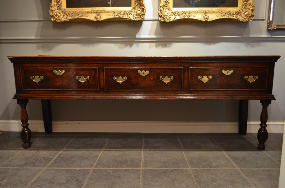 Fabulous Early 18th Century 3 drawer Oak Dresser Base on turned legs