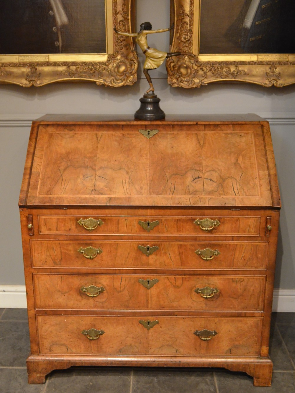 18th Century George 1 Period Walnut Bureau,